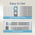 5000 BTU Window Air Conditioner Easy Cool Capable of Cooling up to 150 Sq Ft. 2 Fan Speeds, 4 Way Air Direction, Mechanical Control, Filter